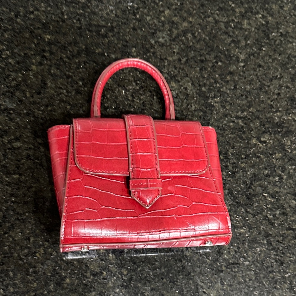Zara Elegant Red Crocodile-Embossed Handbag